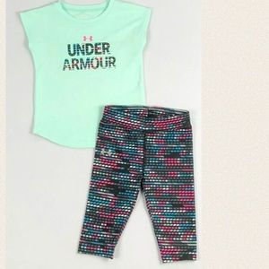 ♦️NWT Under amour 2 PC Tee & Capri legging set